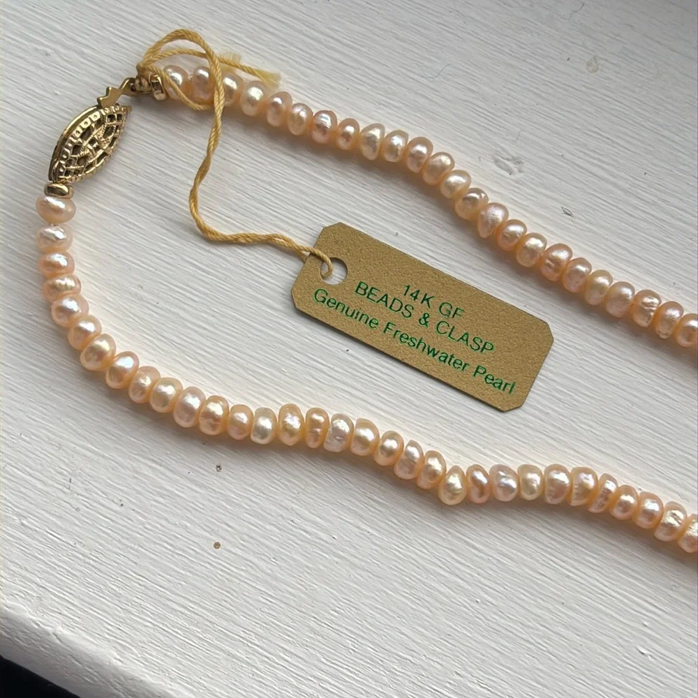 NWT child's freshwater pearl necklace w/ 14 K golf filled clasp